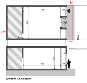 modélisation popup store plan 2D sketchup