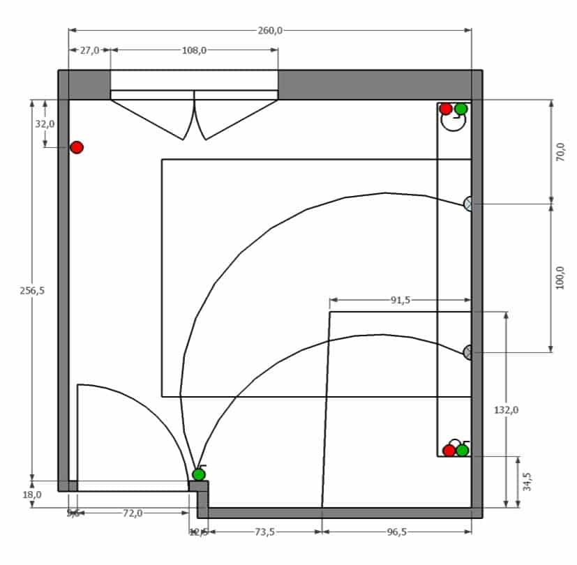 petite chambre plan implantation électrique