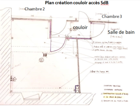 plan chambre et couloir